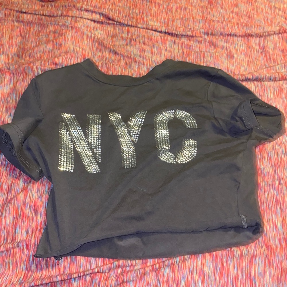 NYC Cropped tee with rhinestones